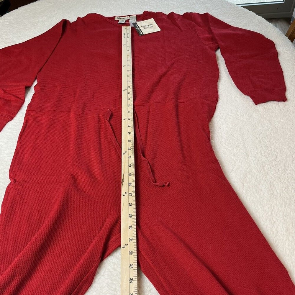 Vintage Eddie Bauer Women's Cotton One Piece Base layer Pajamas Medium Tall Red - Picture 7 of 9